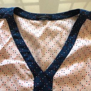 Rachel Zoe Maternity Pink Blue PolkaDot Top Blouse
